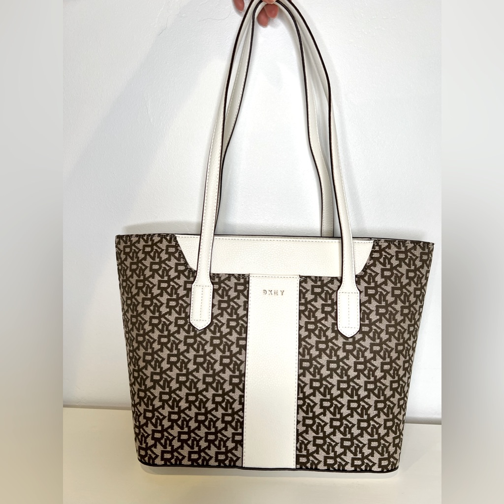 Nwt Dkny Tote Shoulder Bag White/Brown